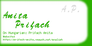 anita prifach business card